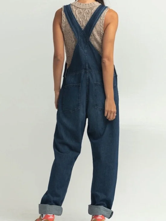 Free People We The Free Ziggy Slouchy Denim Overalls Blue M OB1194398 - Picture 2 of 12